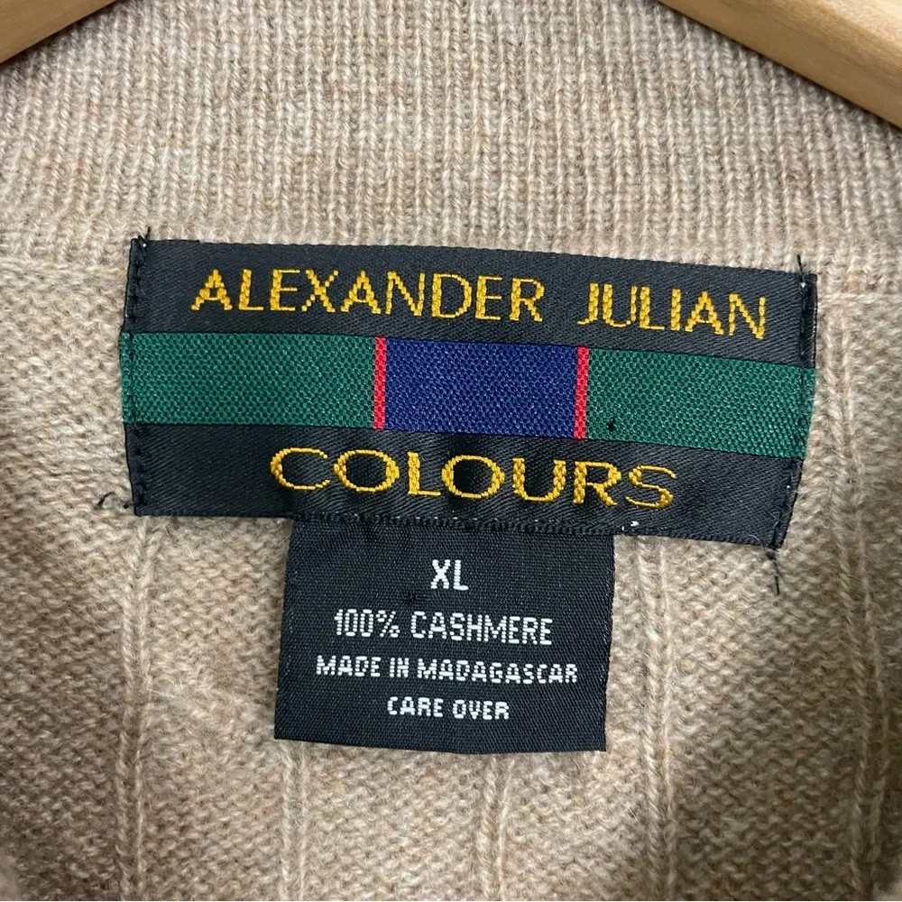 Alexander‎ Julian Colours 100% Cashmere Sweater Pullover Cable Knit Tan Sz XL